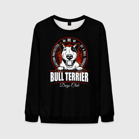 Мужской свитшот 3D с принтом Бультерьер (Bull Terrier) в Екатеринбурге, 100% полиэстер с мягким внутренним слоем | круглый вырез горловины, мягкая резинка на манжетах и поясе, свободная посадка по фигуре | bull terrier | bulldog | dog | fighting dog | pit bull | terrier | бойцовская собака | бульдог | бультерьер | год собаки | друг человека | животное | зверь | кинолог | кость | пёс | питбуль | порода собак | собака