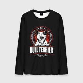 Мужской лонгслив 3D с принтом Бультерьер (Bull Terrier) в Белгороде, 100% полиэстер | длинные рукава, круглый вырез горловины, полуприлегающий силуэт | bull terrier | bulldog | dog | fighting dog | pit bull | terrier | бойцовская собака | бульдог | бультерьер | год собаки | друг человека | животное | зверь | кинолог | кость | пёс | питбуль | порода собак | собака