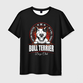 Мужская футболка 3D с принтом Бультерьер (Bull Terrier) в Белгороде, 100% полиэфир | прямой крой, круглый вырез горловины, длина до линии бедер | bull terrier | bulldog | dog | fighting dog | pit bull | terrier | бойцовская собака | бульдог | бультерьер | год собаки | друг человека | животное | зверь | кинолог | кость | пёс | питбуль | порода собак | собака