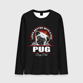 Мужской лонгслив 3D с принтом Мопс (Pug) в Санкт-Петербурге, 100% полиэстер | длинные рукава, круглый вырез горловины, полуприлегающий силуэт | bulldog | pug | pug dog | pug puppies | бульдог | год собаки | друг человека | дружные мопсы | дядя мопс | животное | зверь | кинолог | мопс | пёс | порода собак | собака боксёр | собака мопс | собаковод | четвероногий