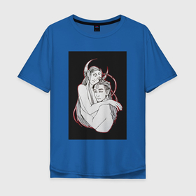 Мужская футболка хлопок Oversize с принтом Солнце и Луна от John Art в Екатеринбурге, 100% хлопок | свободный крой, круглый ворот, “спинка” длиннее передней части | женщина | луна | любовь | мужчина | романтика | солнце