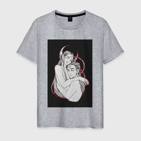 Мужская футболка хлопок с принтом Солнце и Луна от John Art в Екатеринбурге, 100% хлопок | прямой крой, круглый вырез горловины, длина до линии бедер, слегка спущенное плечо. | женщина | луна | любовь | мужчина | романтика | солнце