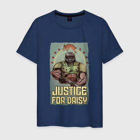 Мужская футболка хлопок с принтом JUSTICE FOR DAISY | DOOM в Петрозаводске, 100% хлопок | прямой крой, круглый вырез горловины, длина до линии бедер, слегка спущенное плечо. | doom | doom eternal | doom slayer | doomguy | justice for daisy | slayer | дум | думгай | солдат рока