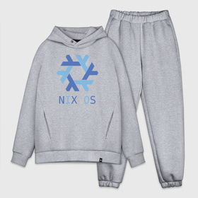 Мужской костюм хлопок OVERSIZE с принтом Nix OS ,  |  | distro | gnu linux | linux | nix | nixos | дистрибутив | линукс | линух | логотип | никс | никсос | снежинка