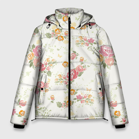 Мужская зимняя куртка 3D с принтом Цветки роз в Екатеринбурге, верх — 100% полиэстер; подкладка — 100% полиэстер; утеплитель — 100% полиэстер | длина ниже бедра, свободный силуэт Оверсайз. Есть воротник-стойка, отстегивающийся капюшон и ветрозащитная планка. 

Боковые карманы с листочкой на кнопках и внутренний карман на молнии. | арт | бутон | бутон розы | бутоны | бутоны роз | бутоны цветов | жёлтая ро | жёлтые цветы | жёлтый цветок | красная роза | красные розы | красные цветы | красный цветок | рисунок | роза | розовая роза