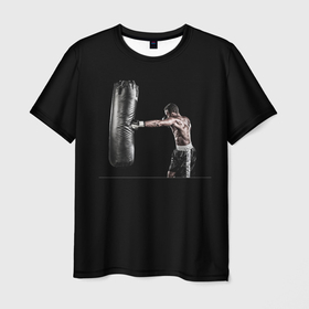 Мужская футболка 3D с принтом красивый мужик в Курске, 100% полиэфир | прямой крой, круглый вырез горловины, длина до линии бедер | Тематика изображения на принте: боксер | боксерская груша | мышцы | спорт | человек
