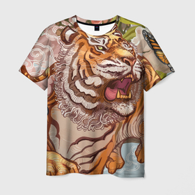 Мужская футболка 3D с принтом Angry_Tiger в Новосибирске, 100% полиэфир | прямой крой, круглый вырез горловины, длина до линии бедер | животное | клыки | кот | крутой | опасность | тигр | ярость