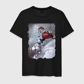 Мужская футболка хлопок с принтом Ничего себе, горочка в Екатеринбурге, 100% хлопок | прямой крой, круглый вырез горловины, длина до линии бедер, слегка спущенное плечо. | gifts | holidays | merry christmas | new year | santa klaus | slide | snow | snowman | speed | горка | дед мороз | новый год | подарки | рождество | снег | снеговик