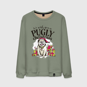 Мужской свитшот хлопок с принтом Pugly Christmas в Белгороде, 100% хлопок |  | christmas | dog | drawing | gifts | new year | pug | pugly | мопс | новый год | пес | подарки | рисунок | рождество | собака