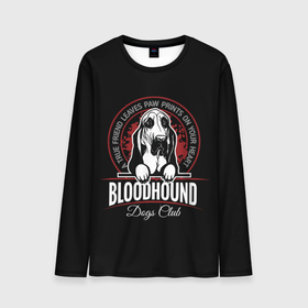 Мужской лонгслив 3D с принтом Бладхаунд (Bloodhound) в Екатеринбурге, 100% полиэстер | длинные рукава, круглый вырез горловины, полуприлегающий силуэт | animal | bloodhound | dog | бладхаунд | год собаки | гончая собака | друг человека | животное | зверь | ищейка | кинолог | пёс | собака бладхаунд | собаковод | четвероногий | щенкок бладхаунд