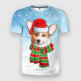 Мужская футболка 3D спортивная с принтом Новогодний Корги   New Years Corgi в Санкт-Петербурге, 100% полиэстер с улучшенными характеристиками | приталенный силуэт, круглая горловина, широкие плечи, сужается к линии бедра | christmas | corgi | dog | santa | дед мороз | елка | зима | корги | новый год | рождество | санта | снег | снегурочка | снежинка | собака | собачка | щенок