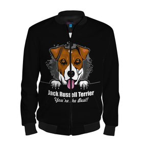 Мужской бомбер 3D с принтом Джек Рассел Терьер (Jack Russell Terrier) в Новосибирске, 100% полиэстер | застегивается на молнию, по бокам два кармана без застежек, по низу бомбера и на воротнике - эластичная резинка | animal | dog terrier | jack russell terrier | год собаки | джек рассел терьер | друг человека | животное | зверь | кинолог | охотничья собака | пёс | пёсик | собака джек рассел терьер | собаковод | терьер