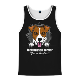 Мужская майка 3D с принтом Джек Рассел Терьер (Jack Russell Terrier) в Рязани, 100% полиэстер | круглая горловина, приталенный силуэт, длина до линии бедра. Пройма и горловина окантованы тонкой бейкой | animal | dog terrier | jack russell terrier | год собаки | джек рассел терьер | друг человека | животное | зверь | кинолог | охотничья собака | пёс | пёсик | собака джек рассел терьер | собаковод | терьер