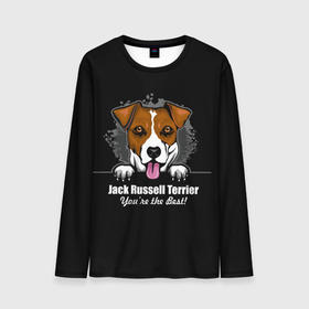 Мужской лонгслив 3D с принтом Джек Рассел Терьер (Jack Russell Terrier) в Екатеринбурге, 100% полиэстер | длинные рукава, круглый вырез горловины, полуприлегающий силуэт | animal | dog terrier | jack russell terrier | год собаки | джек рассел терьер | друг человека | животное | зверь | кинолог | охотничья собака | пёс | пёсик | собака джек рассел терьер | собаковод | терьер