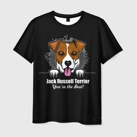 Мужская футболка 3D с принтом Джек Рассел Терьер (Jack Russell Terrier) в Тюмени, 100% полиэфир | прямой крой, круглый вырез горловины, длина до линии бедер | animal | dog terrier | jack russell terrier | год собаки | джек рассел терьер | друг человека | животное | зверь | кинолог | охотничья собака | пёс | пёсик | собака джек рассел терьер | собаковод | терьер