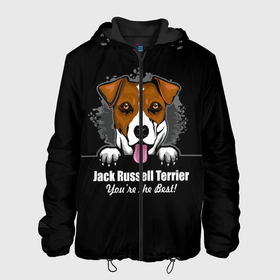 Мужская куртка 3D с принтом Джек Рассел Терьер (Jack Russell Terrier) в Новосибирске, ткань верха — 100% полиэстер, подклад — флис | прямой крой, подол и капюшон оформлены резинкой с фиксаторами, два кармана без застежек по бокам, один большой потайной карман на груди. Карман на груди застегивается на липучку | Тематика изображения на принте: animal | dog terrier | jack russell terrier | год собаки | джек рассел терьер | друг человека | животное | зверь | кинолог | охотничья собака | пёс | пёсик | собака джек рассел терьер | собаковод | терьер