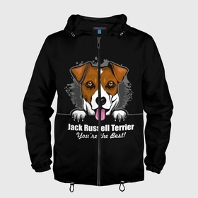 Мужская ветровка 3D с принтом Джек Рассел Терьер (Jack Russell Terrier) в Новосибирске, 100% полиэстер | подол и капюшон оформлены резинкой с фиксаторами, два кармана без застежек по бокам, один потайной карман на груди | animal | dog terrier | jack russell terrier | год собаки | джек рассел терьер | друг человека | животное | зверь | кинолог | охотничья собака | пёс | пёсик | собака джек рассел терьер | собаковод | терьер
