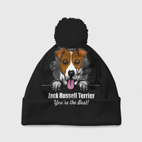 Шапка 3D c помпоном с принтом Джек Рассел Терьер (Jack Russell Terrier) в Новосибирске, 100% полиэстер | универсальный размер, печать по всей поверхности изделия | animal | dog terrier | jack russell terrier | год собаки | джек рассел терьер | друг человека | животное | зверь | кинолог | охотничья собака | пёс | пёсик | собака джек рассел терьер | собаковод | терьер