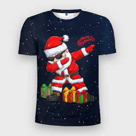Мужская футболка 3D спортивная с принтом SANTA DABBING в Тюмени, 100% полиэстер с улучшенными характеристиками | приталенный силуэт, круглая горловина, широкие плечи, сужается к линии бедра | christmas | dab | dabbing | santa | дед мороз | елка | зима | новый год | подарок | рождество | санта | снег | снегурочка | снежинка