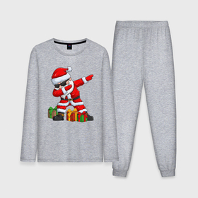 Мужская пижама хлопок (с лонгсливом) с принтом Санта Даб   Santa Dab в Тюмени,  |  | christmas | dab | dabbing | santa | дед мороз | елка | зима | новый год | подарок | рождество | санта | снег | снегурочка | снежинка
