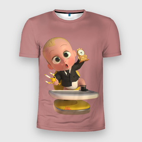 Мужская футболка 3D Slim с принтом Малыш босс в Белгороде, 100% полиэстер с улучшенными характеристиками | приталенный силуэт, круглая горловина, широкие плечи, сужается к линии бедра | baby | babycorp | boss | большой | босс | дети | дитя | малыш | младенец | молокососс | ребенок