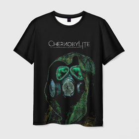 Мужская футболка 3D с принтом CHERNOBYLlite на чёрном фоне в Екатеринбурге, 100% полиэфир | прямой крой, круглый вырез горловины, длина до линии бедер | выживалка | игра | сталкер | стрелялка | чернобль | шутер