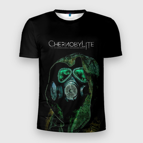 Мужская футболка 3D Slim с принтом CHERNOBYLlite на чёрном фоне в Санкт-Петербурге, 100% полиэстер с улучшенными характеристиками | приталенный силуэт, круглая горловина, широкие плечи, сужается к линии бедра | выживалка | игра | сталкер | стрелялка | чернобль | шутер