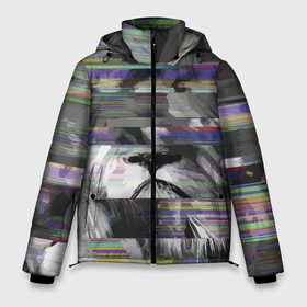 Мужская зимняя куртка 3D с принтом Glitch lion 2020 в Петрозаводске, верх — 100% полиэстер; подкладка — 100% полиэстер; утеплитель — 100% полиэстер | длина ниже бедра, свободный силуэт Оверсайз. Есть воротник-стойка, отстегивающийся капюшон и ветрозащитная планка. 

Боковые карманы с листочкой на кнопках и внутренний карман на молнии. | fashion | glitch | lion | vanguard | авангард | глитч | лев | мода