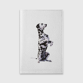 Обложка для паспорта матовая кожа с принтом Dalmatin в Санкт-Петербурге, натуральная матовая кожа | размер 19,3 х 13,7 см; прозрачные пластиковые крепления | Тематика изображения на принте: далматин | далматинец | животные | собака | собаки