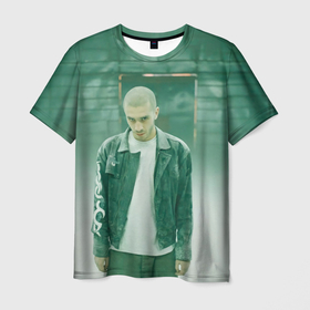 Мужская футболка 3D с принтом Хаски в комнате в Кировске, 100% полиэфир | прямой крой, круглый вырез горловины, длина до линии бедер | haski | hasky | hip hop | huskey | rap | rep | исполнители | исполнитель | музыка | реп | хаски