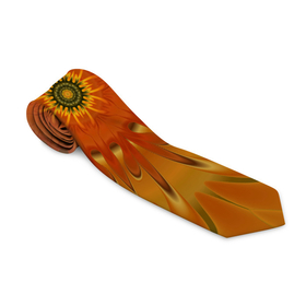 Галстук 3D с принтом Осеннее солнце. Абстракция. в Петрозаводске, 100% полиэстер | Длина 148 см; Плотность 150-180 г/м2 | abstraction | autumn | fractal | orange | round | sun | абстракция | круглый | оранжевый | осенний | солнце | фрактал