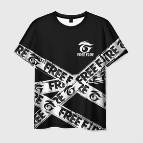 Мужская футболка 3D с принтом GARENA FREE FIRE OFF CYBER LINE STYLE в Петрозаводске, 100% полиэфир | прямой крой, круглый вырез горловины, длина до линии бедер | free fire | freefire | garena | garena free fire | гарена | гарена фри фаер | фри фаер | фрифаер