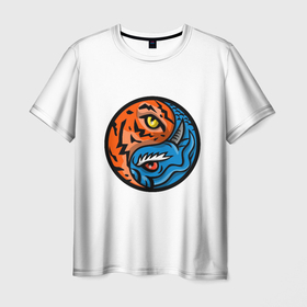 Мужская футболка 3D с принтом Драконы Инь Янь в Петрозаводске, 100% полиэфир | прямой крой, круглый вырез горловины, длина до линии бедер | властелин колец | два дракона | дракон | драконы | инь янь | китай | китайский дракон