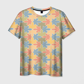 Мужская футболка 3D с принтом Мозайка из Листьев в Курске, 100% полиэфир | прямой крой, круглый вырез горловины, длина до линии бедер | Тематика изображения на принте: абстракция | листья | мазайка | повторение | повторяющиеся листья