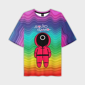 Мужская футболка oversize 3D с принтом Игра в кальмара   радуга в Кировске,  |  | 