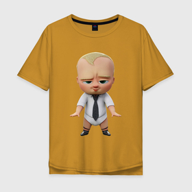 Мужская футболка хлопок Oversize с принтом Босс ребенок в Екатеринбурге, 100% хлопок | свободный крой, круглый ворот, “спинка” длиннее передней части | baby | babycorp | boss | большой | босс | дети | дитя | малыш | младенец | молокососс | ребенок