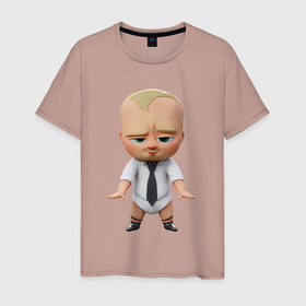 Мужская футболка хлопок с принтом Босс ребенок в Екатеринбурге, 100% хлопок | прямой крой, круглый вырез горловины, длина до линии бедер, слегка спущенное плечо. | baby | babycorp | boss | большой | босс | дети | дитя | малыш | младенец | молокососс | ребенок