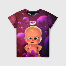 Детская футболка 3D с принтом Босс  молокосос и цветочек в Новосибирске, 100% гипоаллергенный полиэфир | прямой крой, круглый вырез горловины, длина до линии бедер, чуть спущенное плечо, ткань немного тянется | baby | boss | boss baby | босс | босс молокосос | маленький босс | малыш | мальчик | молокосос | ребенок