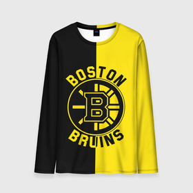 Мужской лонгслив 3D с принтом Boston Bruins, Бостон Брюинз в Тюмени, 100% полиэстер | длинные рукава, круглый вырез горловины, полуприлегающий силуэт | boston | boston bruins | bruins | hockey | nhl | usa | бостон | бостон брюинз | нхл | спорт | сша | хоккей | шайба