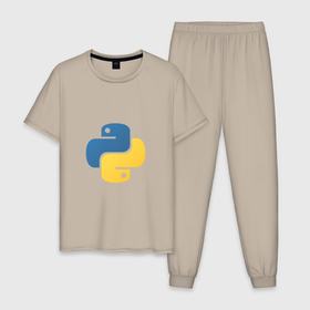 Мужская пижама хлопок с принтом Python язык в Санкт-Петербурге, 100% хлопок | брюки и футболка прямого кроя, без карманов, на брюках мягкая резинка на поясе и по низу штанин
 | python | кодинг | питон | программирование | программист