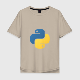 Мужская футболка хлопок Oversize с принтом Python язык в Новосибирске, 100% хлопок | свободный крой, круглый ворот, “спинка” длиннее передней части | python | кодинг | питон | программирование | программист