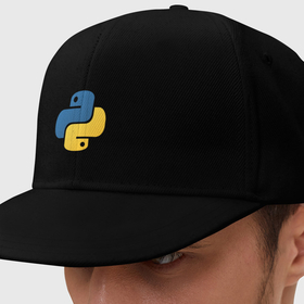 Кепка снепбек с прямым козырьком с принтом Python язык в Тюмени, хлопок 100% |  | python | кодинг | питон | программирование | программист
