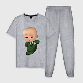 Мужская пижама хлопок с принтом Baby Boss в Санкт-Петербурге, 100% хлопок | брюки и футболка прямого кроя, без карманов, на брюках мягкая резинка на поясе и по низу штанин
 | baby | babycorp | boss | большой | босс | дети | дитя | малыш | младенец | молокососс | ребенок