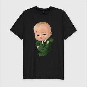 Мужская футболка хлопок Slim с принтом Baby Boss в Белгороде, 92% хлопок, 8% лайкра | приталенный силуэт, круглый вырез ворота, длина до линии бедра, короткий рукав | baby | babycorp | boss | большой | босс | дети | дитя | малыш | младенец | молокососс | ребенок