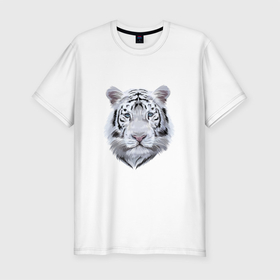 Мужская футболка хлопок Slim с принтом Бенгальский белый тигр , 92% хлопок, 8% лайкра | приталенный силуэт, круглый вырез ворота, длина до линии бедра, короткий рукав | 2022 | 2022 тигр | белый тигр | бенгальский | бенгальский тигр | бенгальского тигра | восточный тигр | китай | китайский тигр | новый год | тигр | тигр 2022 | тигр китайский | тигра