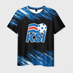 Мужская футболка 3D с принтом KSI ICELAND   сборная. в Тюмени, 100% полиэфир | прямой крой, круглый вырез горловины, длина до линии бедер | fc | football | iceland | ksi | исландия | кси | сборная исландии | спорт | спортивные | фирменные цвета | фк | футбол | футбольный клуб