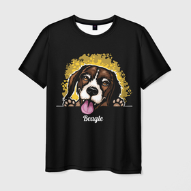 Мужская футболка 3D с принтом Бигль (Beagle) в Курске, 100% полиэфир | прямой крой, круглый вырез горловины, длина до линии бедер | animal | beagle | dog | hunting dog | бигль | год собаки | гончая собака | друг человека | животное | зверь | кинолог | охотничья собака | пес | порода собак | собака бигль | собаковод | собачка | хищник