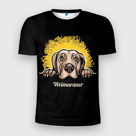 Мужская футболка 3D Slim с принтом Веймаранер (Weimaraner) в Тюмени, 100% полиэстер с улучшенными характеристиками | приталенный силуэт, круглая горловина, широкие плечи, сужается к линии бедра | animal | dog | hunting dog | weimaraner | веймаранер | веймарская овчарка | год собаки | друг человека | животное | зверь | кинолог | легавая | охотничья собака | пёс | порода собак | собака | собака веймаранер