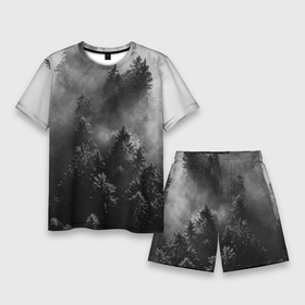 Мужской костюм с шортами 3D с принтом МРАЧНЫЙ ЛЕС | FOREST в Белгороде,  |  | forest | деревья | дым | лес | мрачный лес | природа | туман