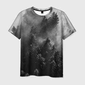 Мужская футболка 3D с принтом МРАЧНЫЙ ЛЕС | FOREST в Белгороде, 100% полиэфир | прямой крой, круглый вырез горловины, длина до линии бедер | forest | деревья | дым | лес | мрачный лес | природа | туман